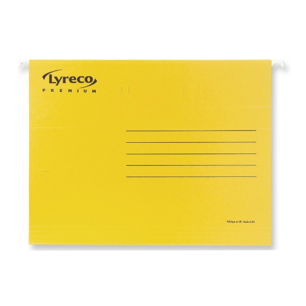 Lyreco Premium dossiers suspendus pour tiroirs folio fond V jaune - boîte de 25