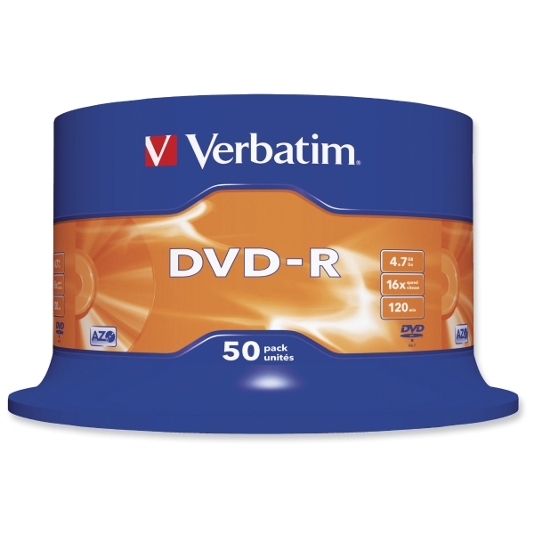 VERBATIM DVD-R 4.7GB 16X - SPINDLE OF 50