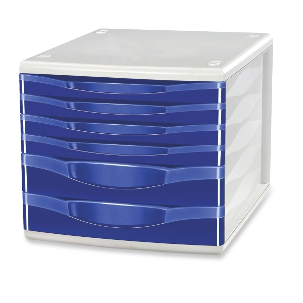 Lyreco module de rangement 6 tiroirs bleu