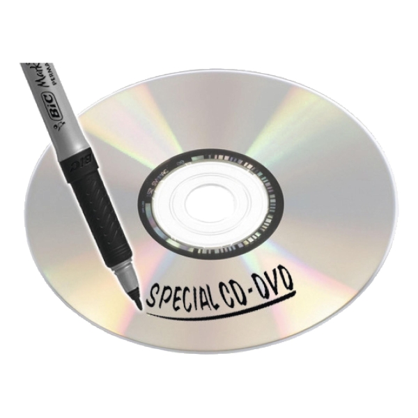 CD/DVD-Marker BiC, Rundspitze, Strichbreite 0,7 mm, wasserfest, schwarz