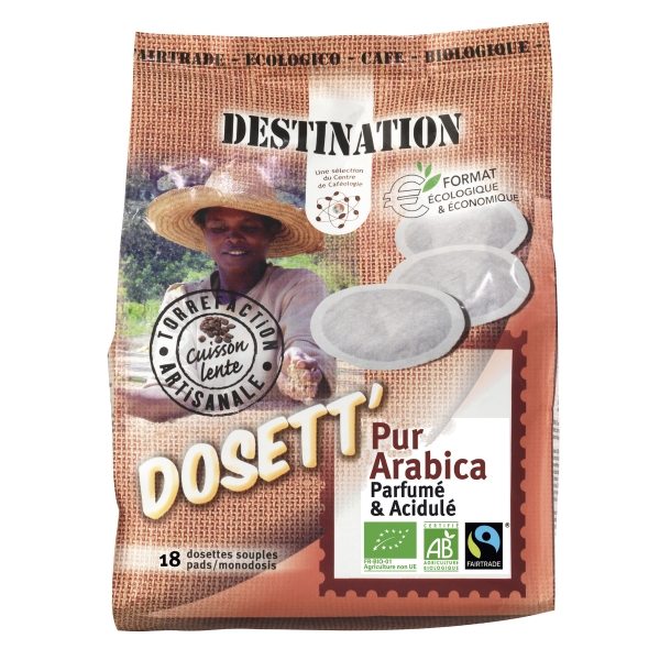 DESTINATION PUR ARABICA BIO FAIRTRADE COFFEE PADS - PACK OF 18