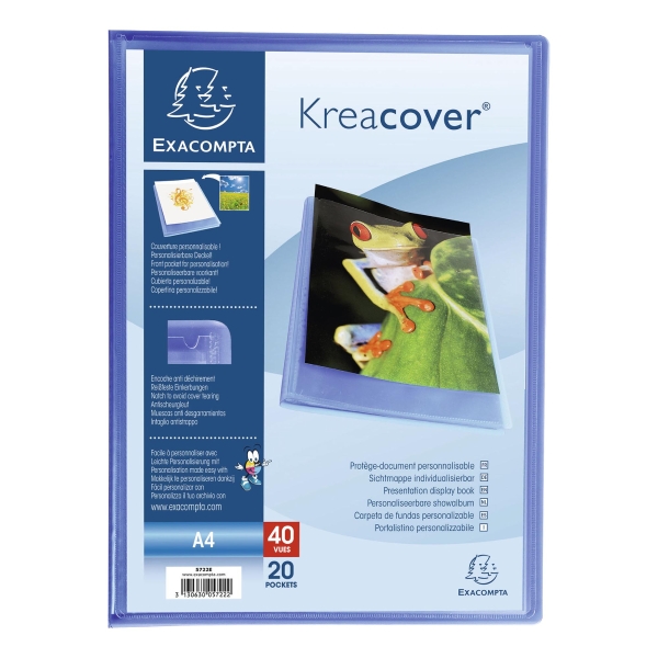 Kreacover  reliure de présentation A4 personnalisable bleu tranparent souple