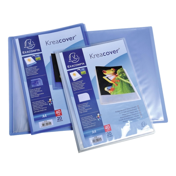 Kreacover 5722E display book A4 20 pockets transparent blue