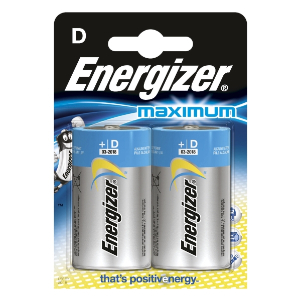 ENERGIZER ALKALINE MAXIMUM LR20/D - PACK OF 2