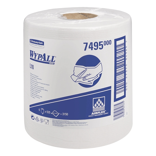 WypAll, 7495, L10 Extra Wiper Centrefeed Roll Control 1 Ply - White