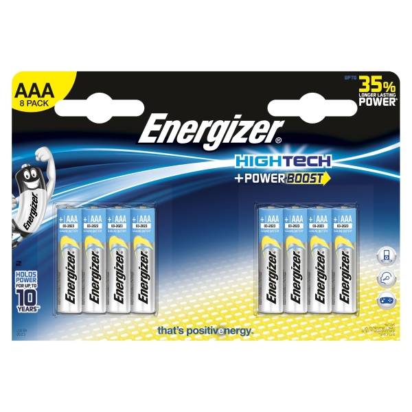 ENERGIZER HIGHTECH ALKALINE BATTERIES LR3/AAA - PACK OF 8