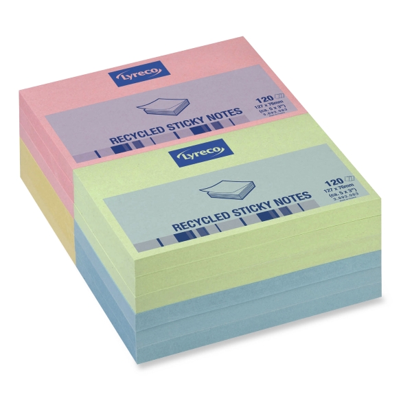 LYRECO NOTE RECYCLED RAINBOW PADS 120 SHEETS 76 X 127MM - PACK OF 12 PADS