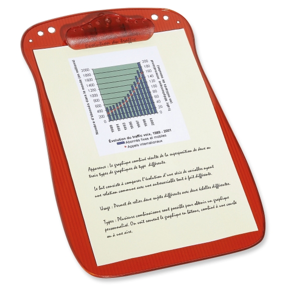 CLIPBOARD FOR A4 PAD - TRANSPARENT RED