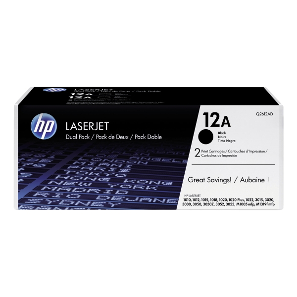 HP Q2612AD DUAL PACK LASERJET PRINT CARTRIDGES BLACK - PACK OF 2