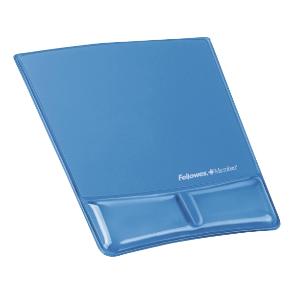 Fellowes 91822 Mouse Pad Wrist SuPPort With Microban Crystal Gel Blue