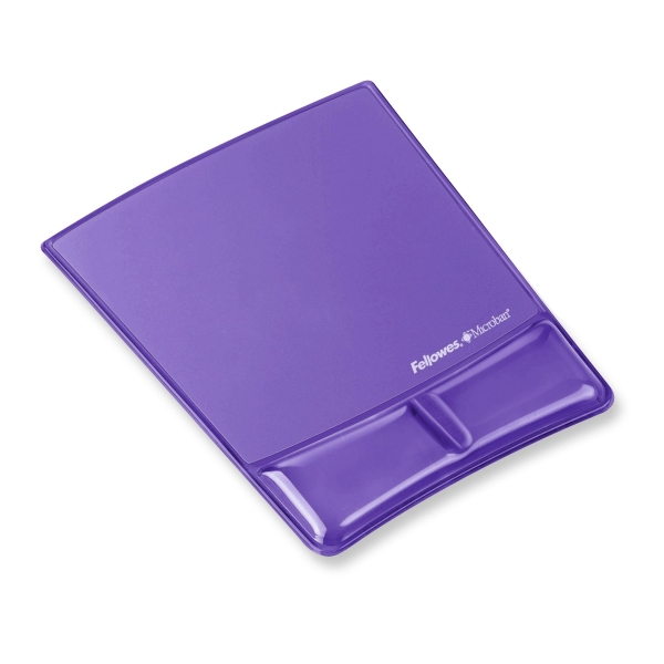 FELLOWES PURPLE CRYSTAL GEL MOUSE PAD WRISTREST WITH MICROBAN