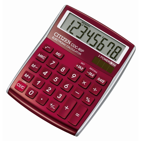 CITIZEN CDC-80  CALCULATOR 8 DIGITS BURGUNDY