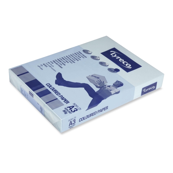 Lyreco coloured paper A3 80g blue - pack of 500 sheets