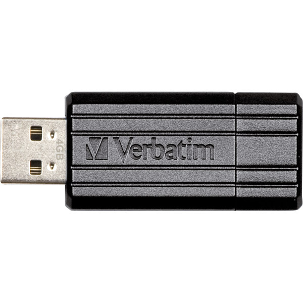 VERBATIM PINSTRIPE USB FLASH DRIVE BLACK 4GB