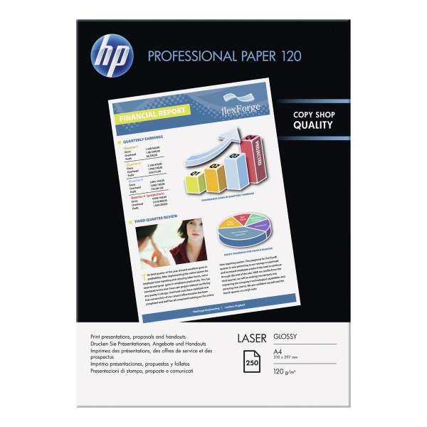 HP CG964A Glossy Laser Photo Paper White A4 120gsm - Pack of 250 Sheets