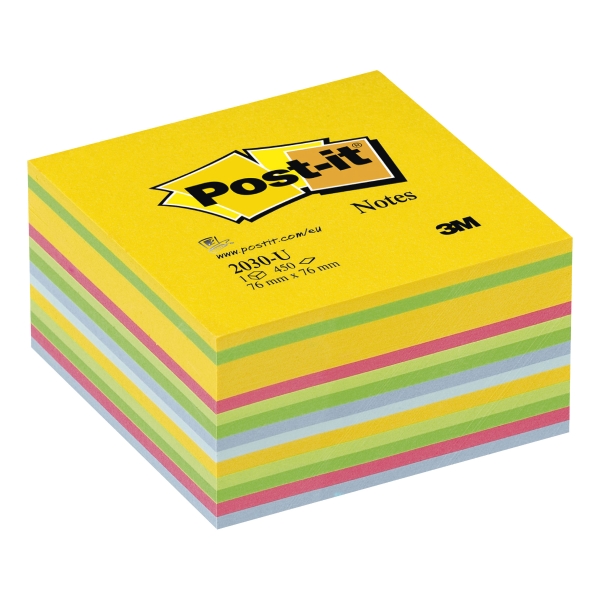 Bloc cube Post-it - 76 x 76 mm - assortis - 450 feuilles