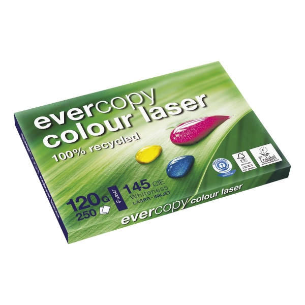 EVERCOPY RECYCLED LASER PAPER WHITE A3 120GSM - REAM OF 250 SHEETS