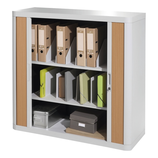 Paperflow EasyOffice Tambour Cupboard 1M Grey / Beech