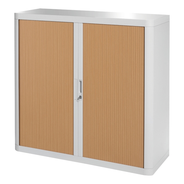 PAPERFLOW EASYOFFICE TAMBOUR CUPBOARD 1,000MM GREY AND BEECH