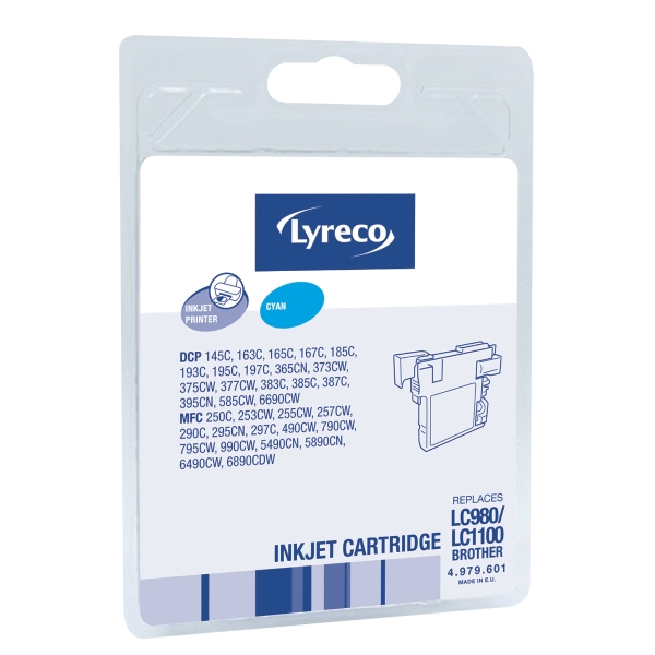 LYRECO BROTHER COMPATIBLE INKJET CARTRIDGE FOR LC980 CYAN