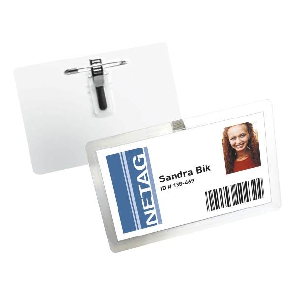 Durable Self Laminating Badge With Combi-Clip 54X90Mm - Pack Of 25