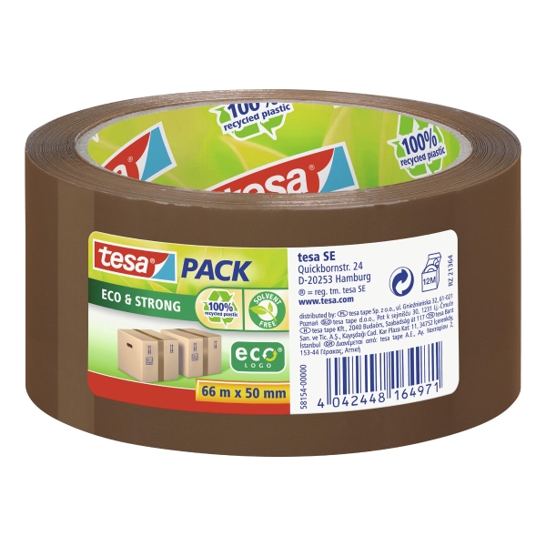 TESA ECO&STRONG PACKAGING TAPE 50MM X 66M BROWN - 57 MICRONS