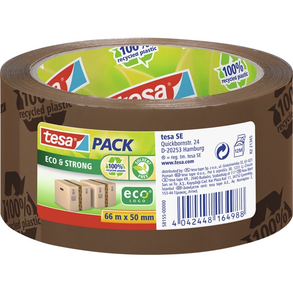 Tesa Eco&Strong Packaging Tape Brown Printed 50mmx66M