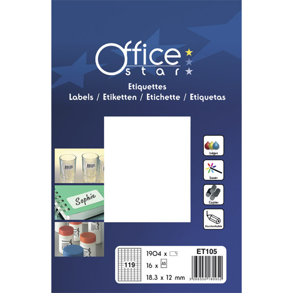 AVERY WHITE OFFICE LABELS 12 X 18.3MM - BOX OF 1,904