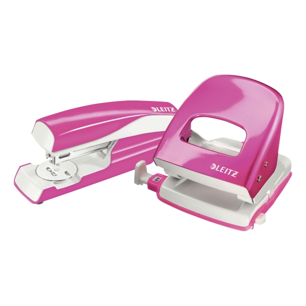 LEITZ WOW 5502 HALF-STRIP STAPLER 24/6-26/6 UP TO 30 SHEETS - PINK