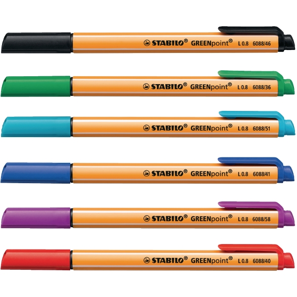 STABILO GREENPOINT NYLON SIGN PEN ASSORTED - WALLET OF 4
