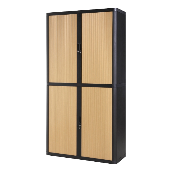 PAPERFLOW EASYOFFICE TAMBOUR CUPBOARD 2,000MM BLACK AND BEECH