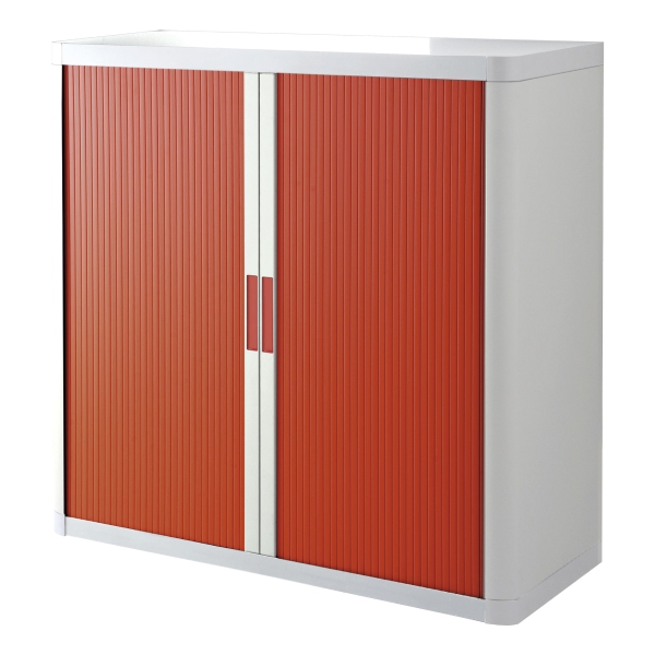 PAPERFLOW EASYOFFICE TAMBOUR CUPBOARD 1,000MM WHITE AND RED