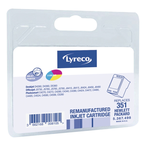 LYRECO HP COMPATIBLE INKJET CARTRIDGE FOR HP351 CB337EE COLOUR