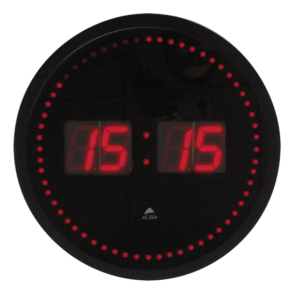 Horloge Alba - digitale - LED - haute visibilité - Ø 30 cm - noire