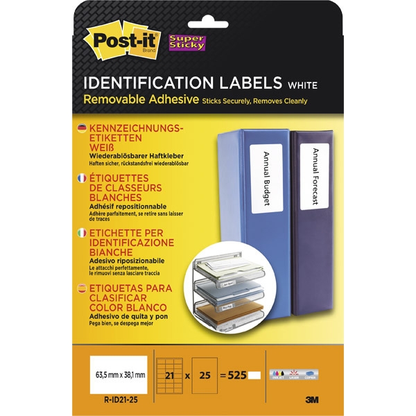 PK525 POST-IT R-ID21 IDENT LAB 63.5X38.1