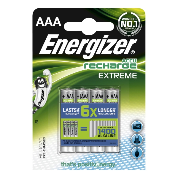 Pile rechargeable Energizer Extreme AAA/HR03 - pack de 4