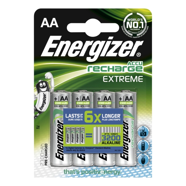 ENERGIZER RECHARGEABLE BATTERIES HR6/AA 2300MAH - PACK OF 4