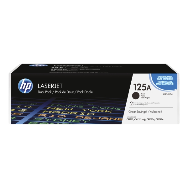 Cart. de toner HP CB540AD pour Color LaserJet CP1215. Emb. de 2 pces, noir