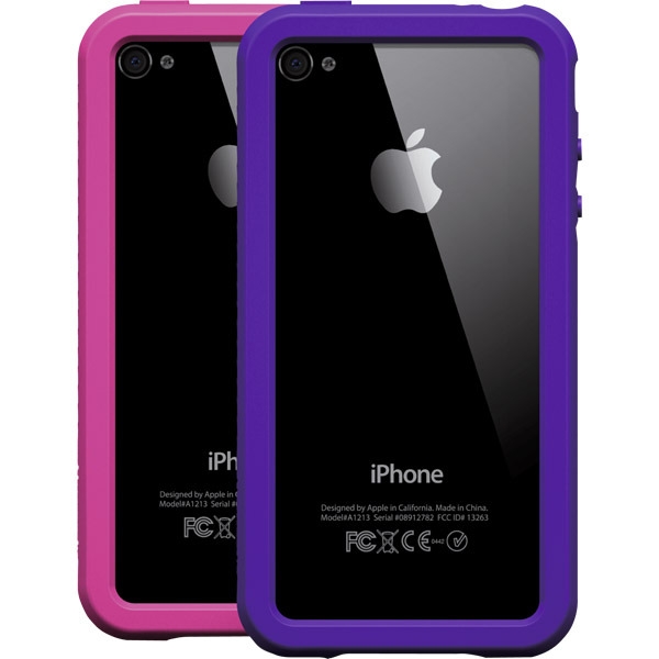 Xtrememac rubberen randbeschermers roze/paars voor iPhone 4 - pak van 2