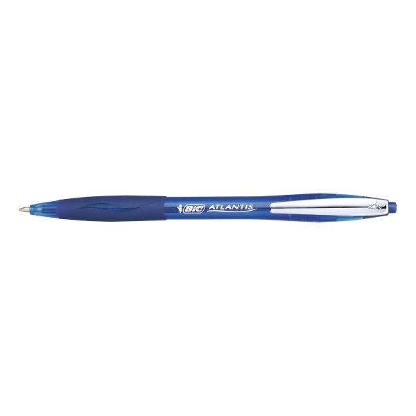 Bic Atlantis Soft Retractable Ballpoint Pens Medium  (1.0 mm) Blue, Box of 12