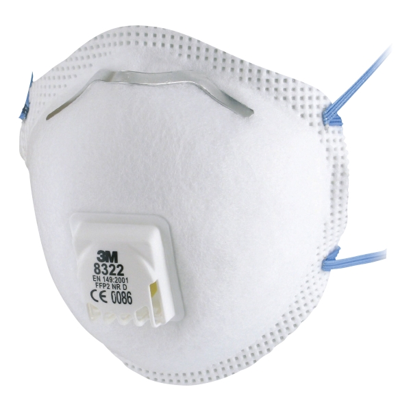 3M FFP2 8322 RESPIRATOR MASKS WITH VALVE AND FACESEAL- BOX OF 10