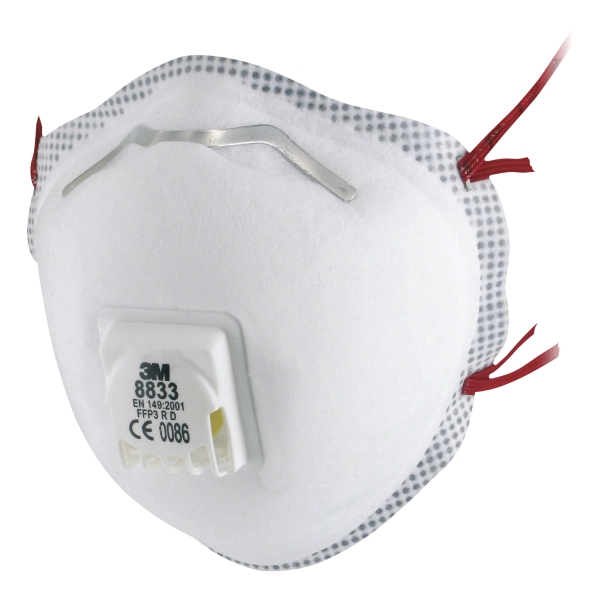 3M 8833 FFP3 Disposable Respirator Masks With Valve (Box of 10)