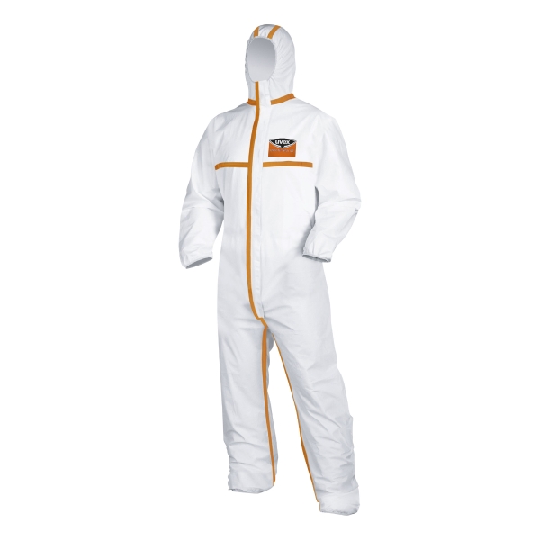 UVEX SIL-WEAR COVERALL TYPE 4B CAT3 WHITE/ORANGE SIZE M