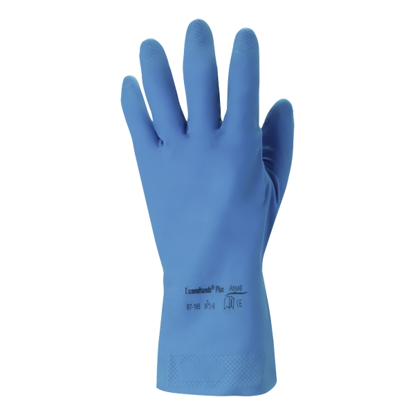 Pair ANSELL VersaTouch 87-195 reusable latex chemical gloves blue 6.5