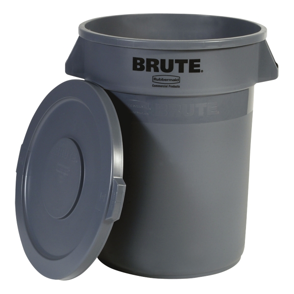 Contenedor redondo RUBBERMAID Brute® de 121 litros de color gris