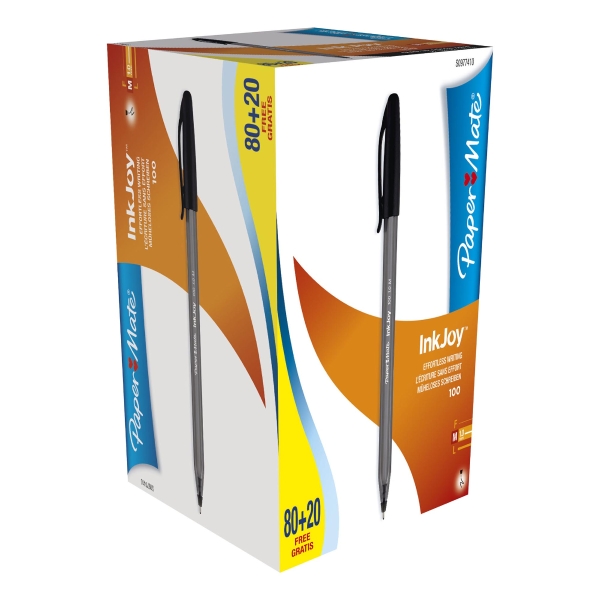 Stylo bille Papermate Inkjoy 100 - pointe moyenne - noir - par 100