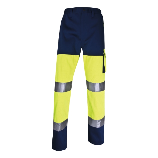 Pantalon haute visibilité Deltaplus Panostyle - jaune fluo/marine - taille L
