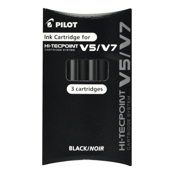 Pilot V5 Hi-Tec Point Roller Cartridge Refill Black Box of 3