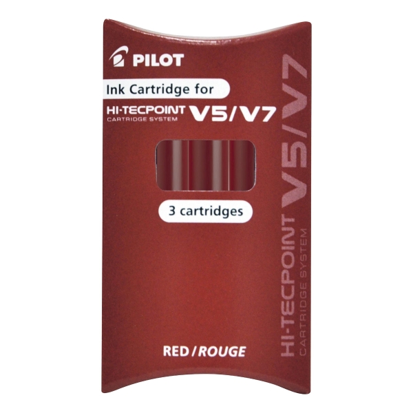 PILOT HI-TECPOINT V5/V7 CARTRIDGES RED - BOX OF 3