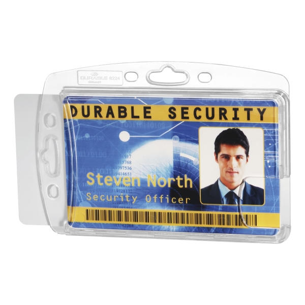 Durable Enclosed Dual Card Holder - 54 x 85mm - Transparent - Pack of 10